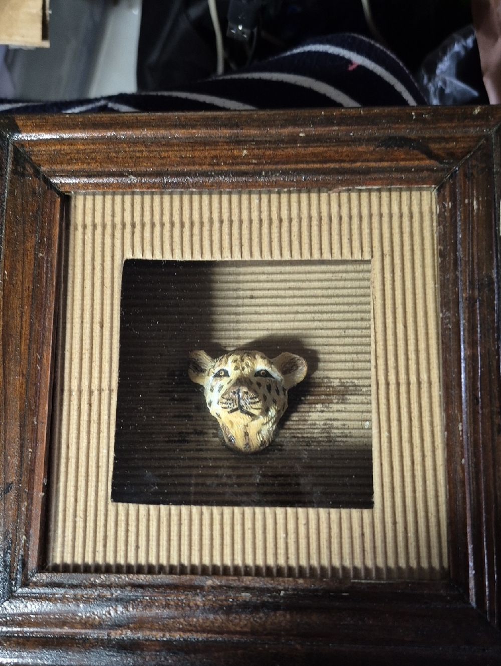 Framed Miniature Lion Head Shadowbox Wall Art